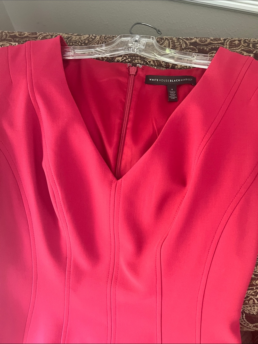 Worn 1x White House Black Market Fuchsia Midi Sheath Dress. Size 4 - Picture 2 of 5